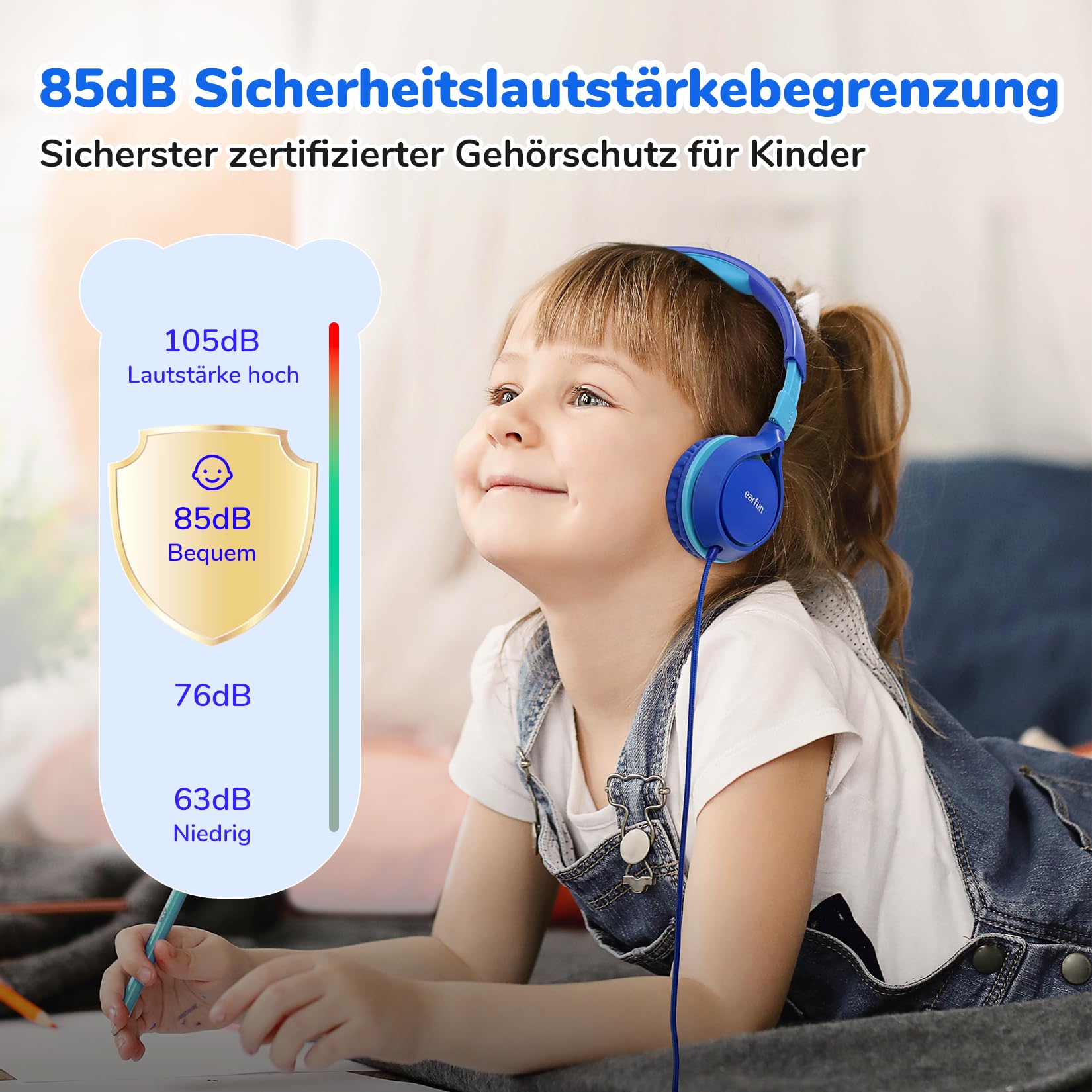 earfun-kinder-kopfh-rer-mit-kabel-3-5mm-und-85db-lautst-rkebegrenzung-blau image 2