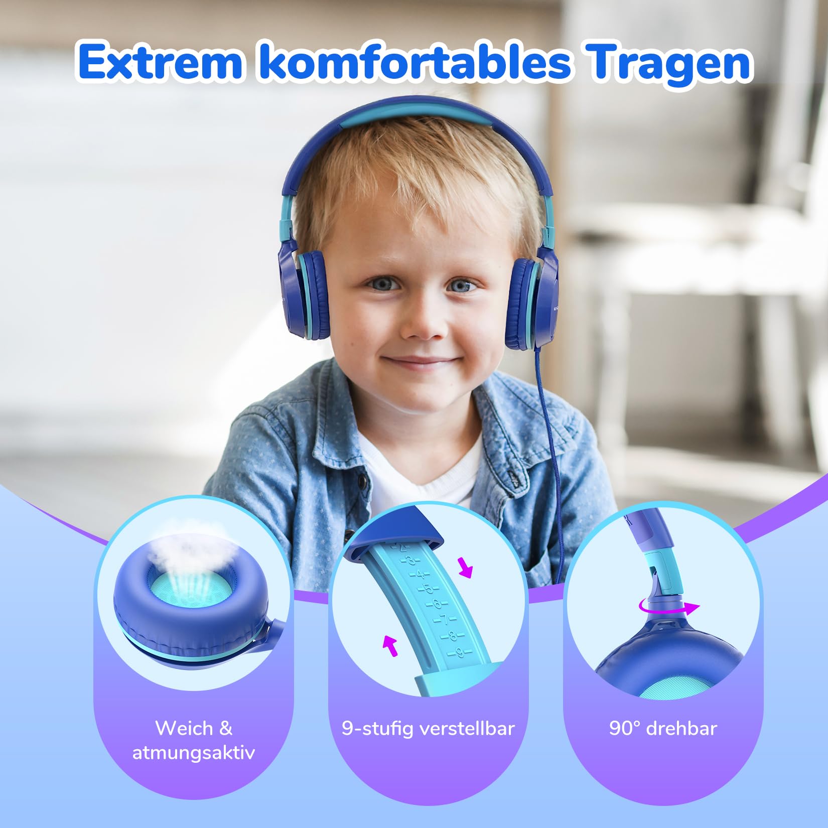 earfun-kinder-kopfh-rer-mit-kabel-3-5mm-und-85db-lautst-rkebegrenzung-blau image 3
