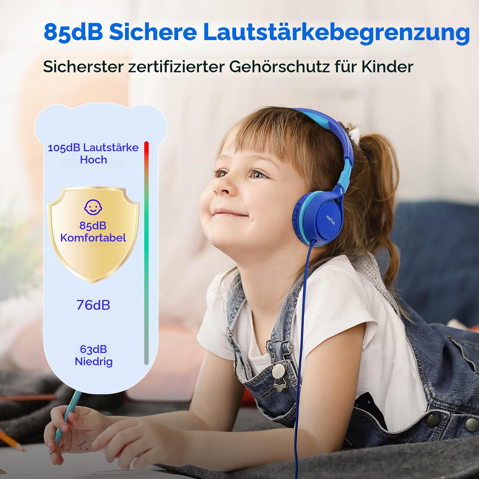earfun-kinder-kopfh-rer-mit-kabel-85db-2er-pack-blau image 2