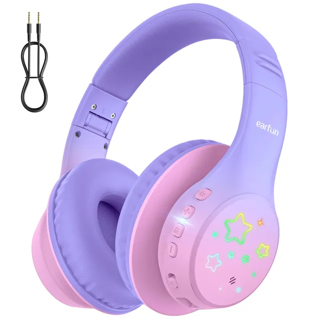 earfun-kinder-kopfh-rer-bluetooth-mit-led-licht-und-aux-kabel image 1