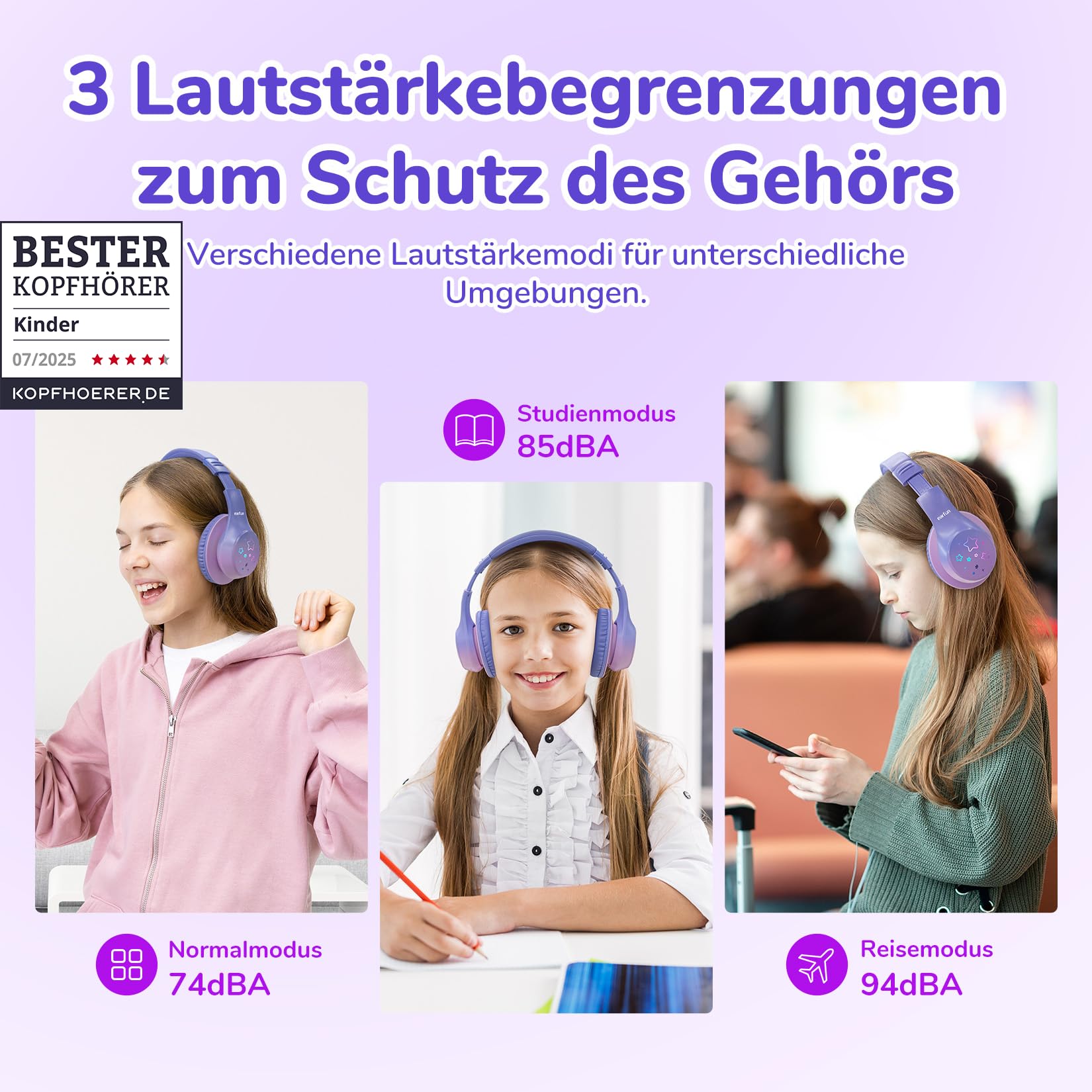 earfun-kinder-kopfh-rer-bluetooth-mit-led-licht-und-aux-kabel image 2