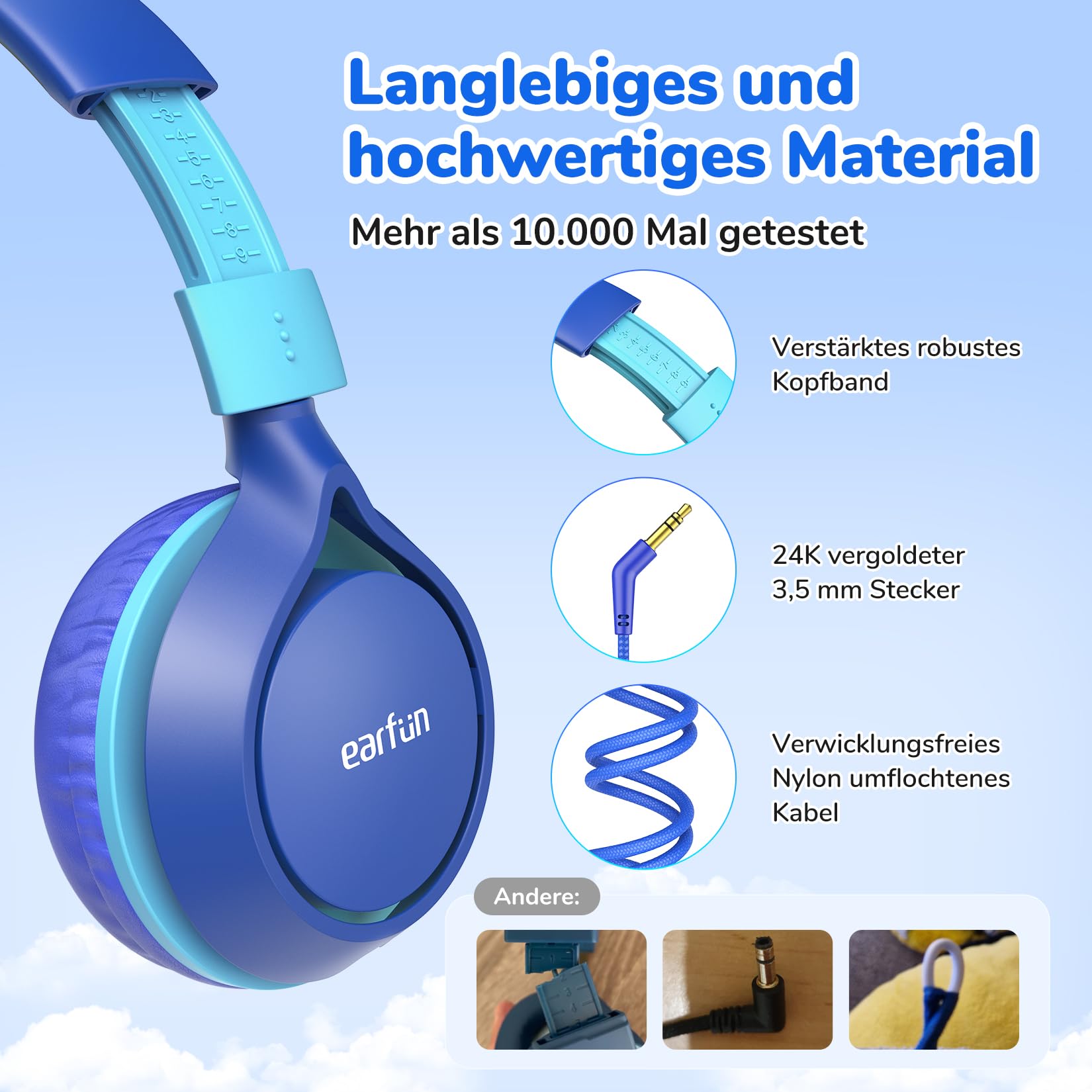 earfun-kinder-kopfh-rer-mit-kabel-3-5mm-und-85db-lautst-rkebegrenzung-blau image 4